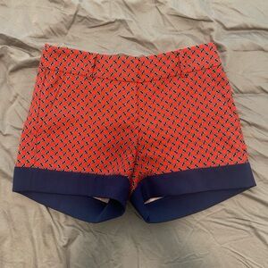 Ann Taylor red, white, and navy blue nautical print shorts, size 0P
